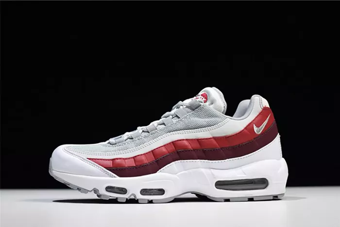 NIKE Air Max 95 Essential Mens White-Grey-Red Running Shoes  749766-103